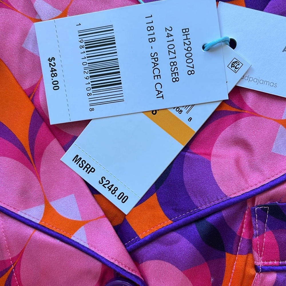 BedHead Pink Purple Floral Geometric Satin Pajama Set - Picture 5 of 12
